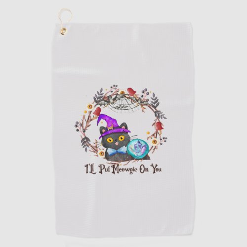 Cute and Punny Witch Cat Golf Towel