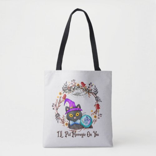 Cute and Punny Witch Cat Tote Bag