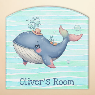 Cute and Quirky Little Whale Door Sign