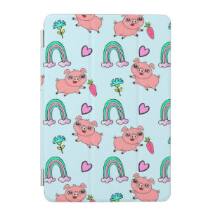 Cute and Quirky Pigs and Rainbows Pattern iPad Mini Cover