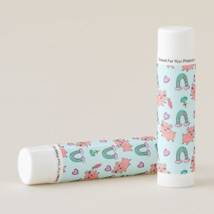 Cute and Quirky Pigs and Rainbows Pattern Lip Balm