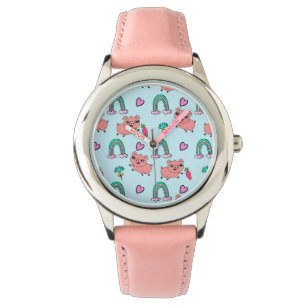 Cute and Quirky Pigs and Rainbows Pattern Watch