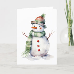 Cute and Realistic Snowman BLANK Holiday Card