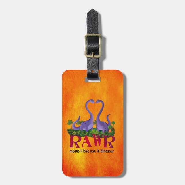Cute and Romantic Dinos - Rawr Luggage Tag (Front Vertical)