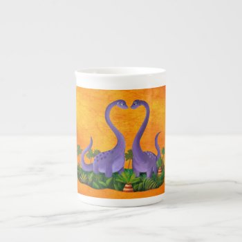 Cute And Romantic Dinosaurs Bone China Mug by colonelle at Zazzle