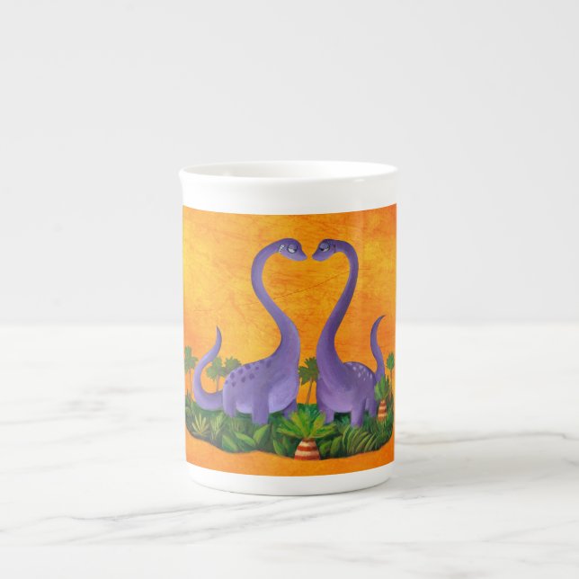 Cute and Romantic Dinosaurs Bone China Mug (Front)