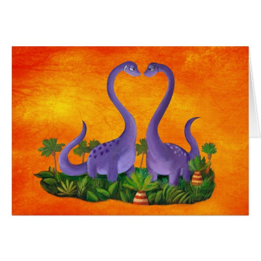 Cute and Romantic Dinosaurs Cards (Front Horizontal)