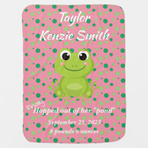 Cute and sassy baby girl frog blanket