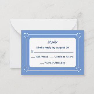 Cute and Simple Blue Baby Shower Response Note Card