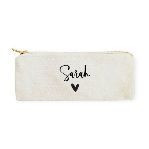 Cute and Simple Canvas Heart Pencil Case