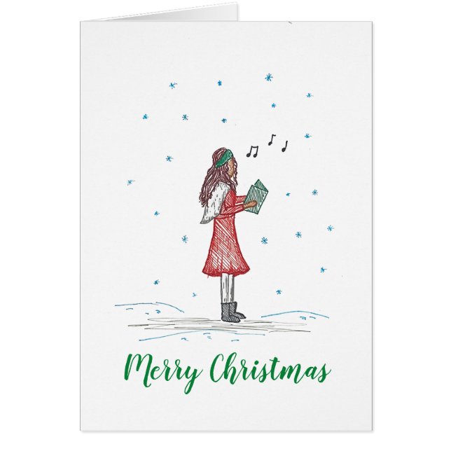 Cute and Simple Caroler Christmas Card (Front)