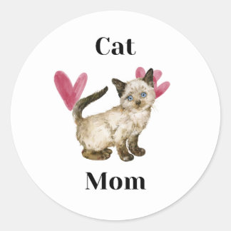 Cute and Simple Cat Mom Classic Round Sticker