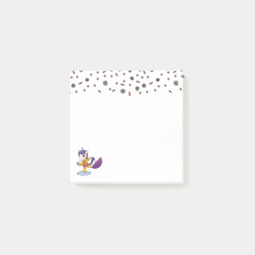 Cute and Simple Floral Unicorn in Raincoat Post_it Notes