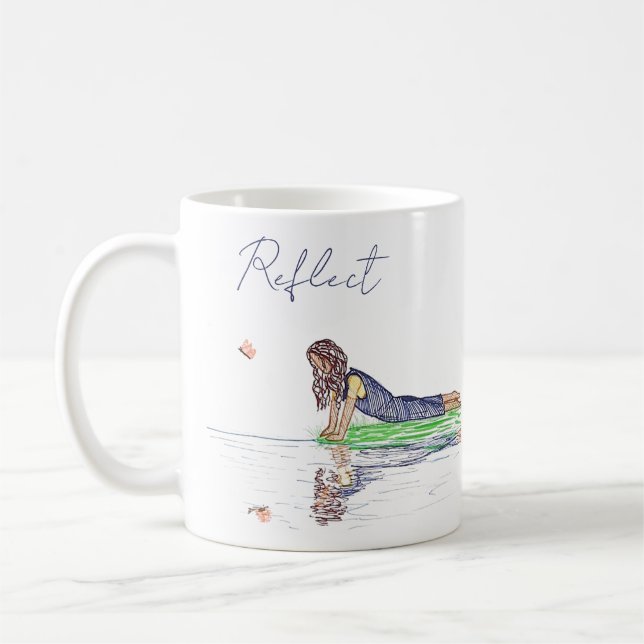 Cute and Simple Girl and Butterfly Coffee Mug (Left)
