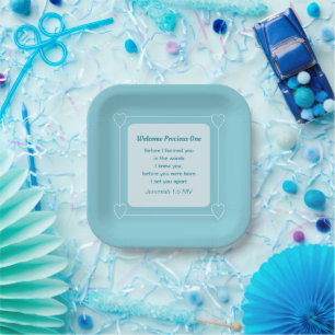 Cute and Simple Light Blue Baby Shower Paper Plates