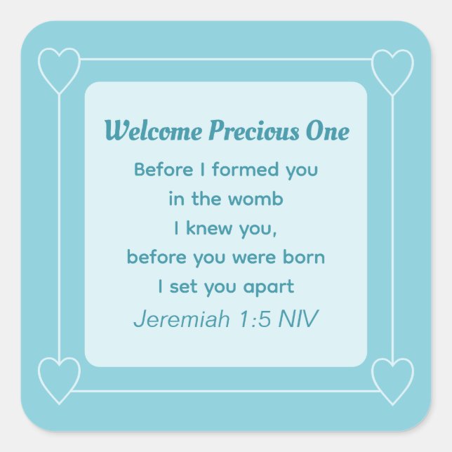 Cute and Simple Light Blue Baby Shower Square Sticker (Front)