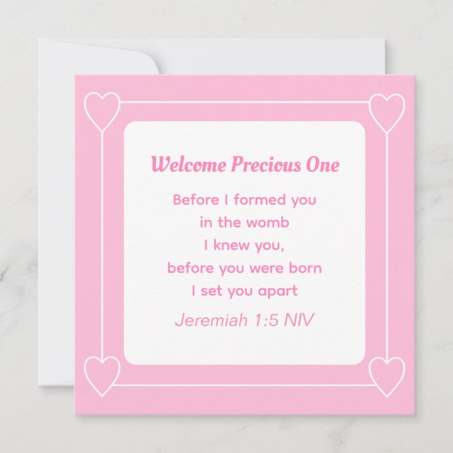 Cute and Simple Light Pink Baby Shower White Invitation (Front)