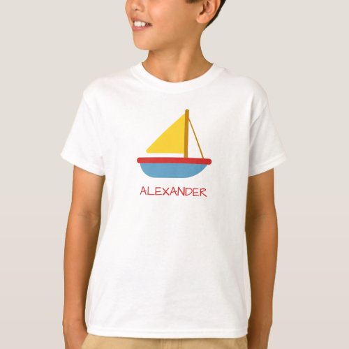 Cute and Simple Toy Sailboat Personalized T_Shirt