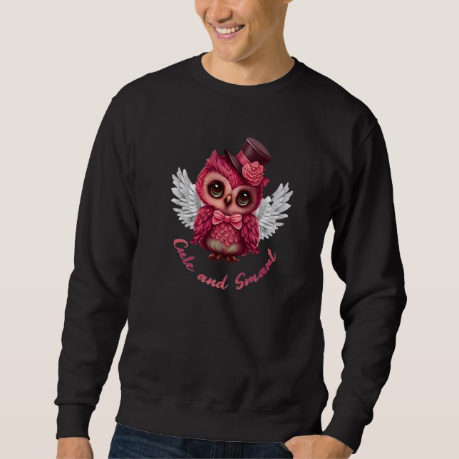 Cute and Smart Pink Owl Angel in a Top Hat and Bow (Front)