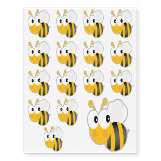 Cute and Smiling Honey Bee Temporary Tattoos