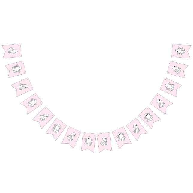 Cute and Spooky Ghost's Pink Bunting Flags (All)