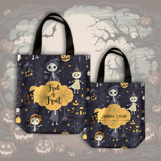 Cute and Spooky Ghouls Trick or Treat Halloween Tote Bag