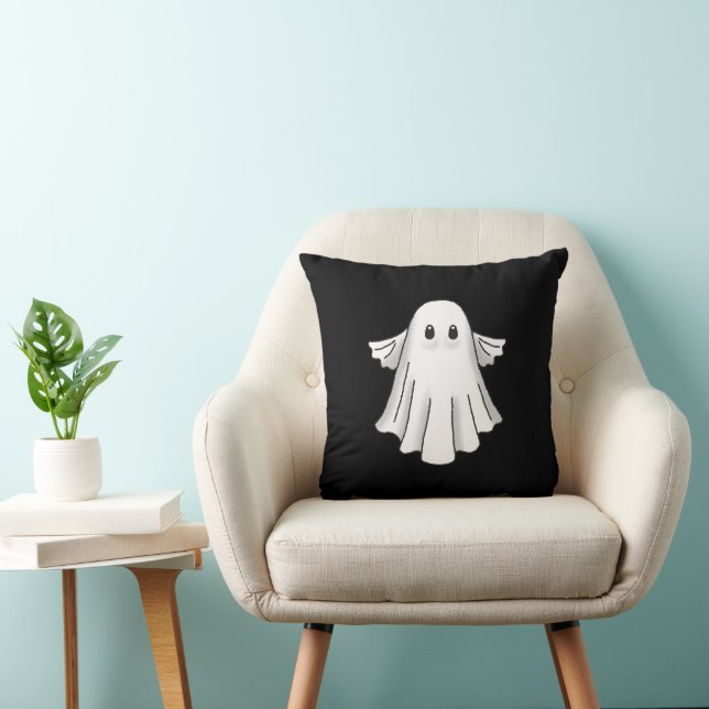 Cute and Spooky Halloween Ghost Throw Pillow (Chair)