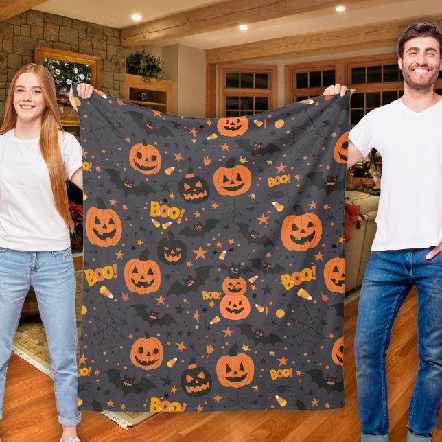 Cute And Spooky Halloween Themed Cozy Fleece Blanket (Cute And Spooky Halloween Themed Cozy Fleece Blanket)