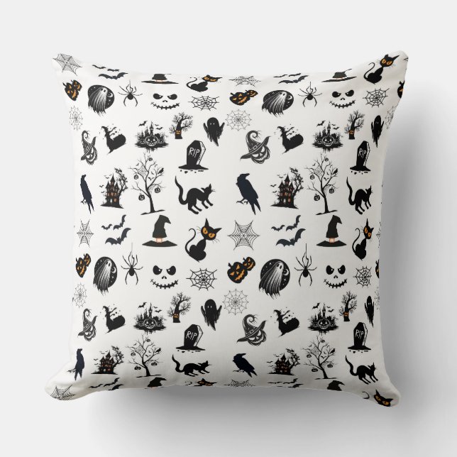 Cute and spooky Halloween Throw Pillow (Front)