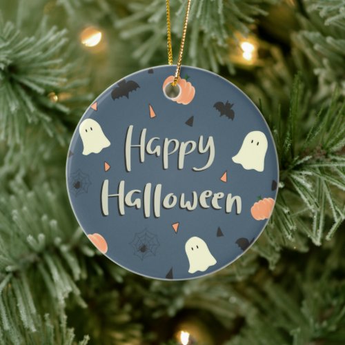 Cute and Spooky Happy Halloween Ceramic Ornament