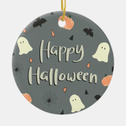 Cute and Spooky Happy Halloween Ceramic Ornament