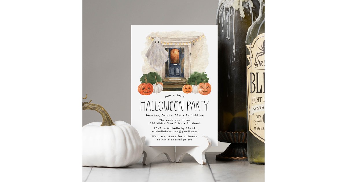 Cute and Spooky Haunted House Halloween Party Invitation | Zazzle