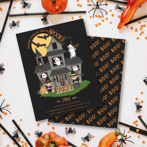 Cute and spooky haunted house Halloween party Invitation