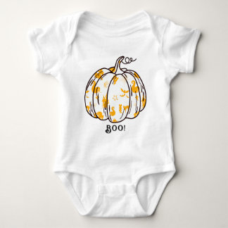 Cute and Spooky Orange Jack-O’-Lantern Baby Bodysuit