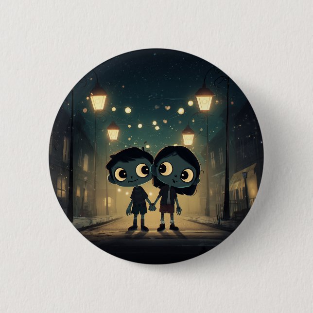Cute and Spooky Zombies in Love - Button (Front)