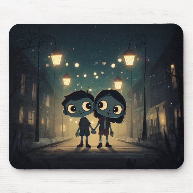 Cute and Spooky Zombies in Love - Mousepad (Front)