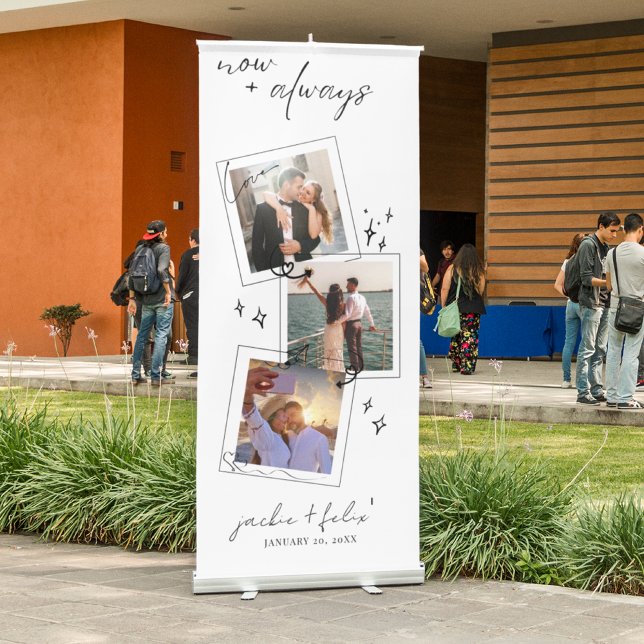 Cute and Stylish Custom Photo Wedding Minimalist Retractable Banner (Creator Uploaded)