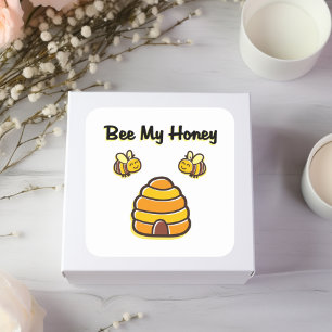 Cute and Sweet Bee My Honey Beehive T-Shirt Square Sticker