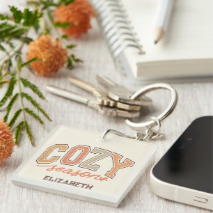 Cute and Sweet "Cozy Season" Fall / Autumn 2 side Keychain