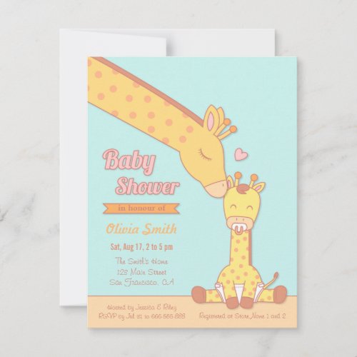 Cute and Sweet Giraffe Baby Shower Invitations