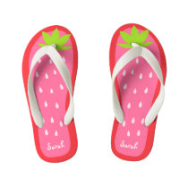 Cute and Sweet Pink Strawberry for Girl Kid's Flip Flops Cute and Sweet Pink Strawberry for Girl Kid's Flip Flops