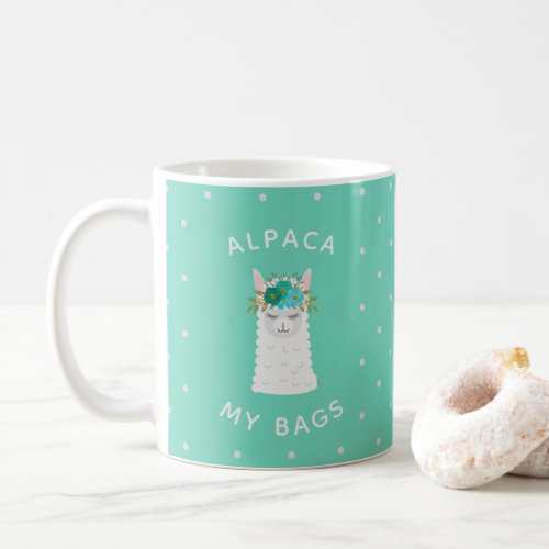 Cute and Trendy Alpaca  Turquoise Coffee Mug