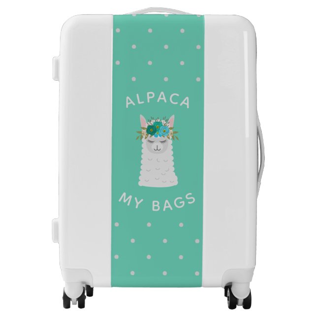 Cute and Trendy Alpaca | Turquoise Luggage (Front)
