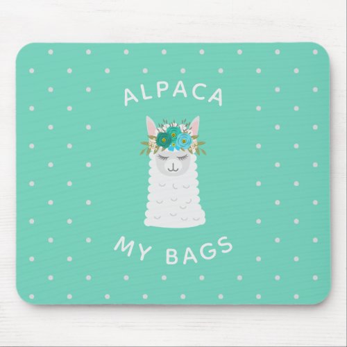 Cute and Trendy Alpaca  Turquoise Mouse Pad