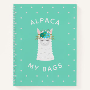 Cute and Trendy Alpaca Turquoise Notebook