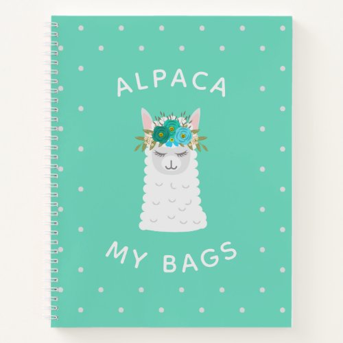 Cute and Trendy Alpaca  Turquoise Notebook