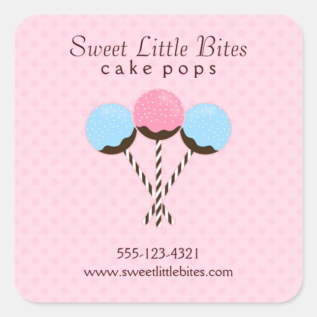 Cute and Trendy Cake Pops Square Sticker (Front)