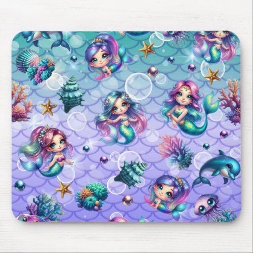 Cute and Trendy Mermaid Under the Sea Mousepad 