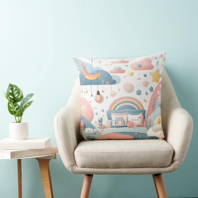 cute and unique design with children's theme throw pillow (Chair)