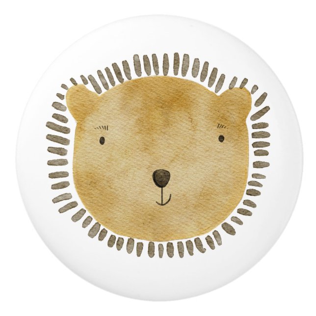 Cute and Whimsical Baby Bear Face  Ceramic Knob (Front)